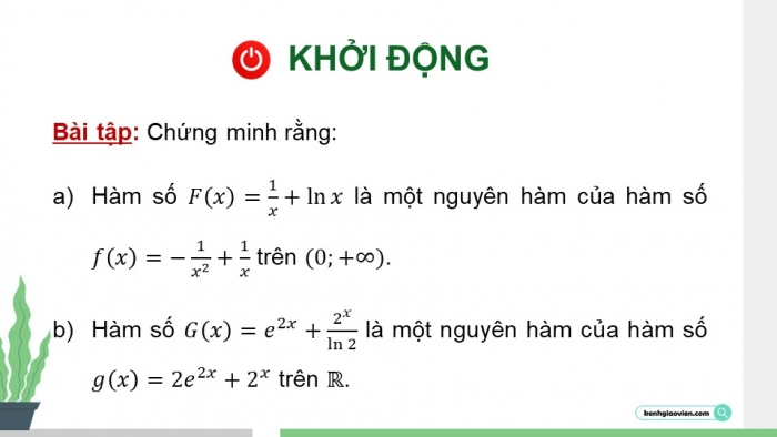 Giáo án PPT dạy thêm Toán 12 cánh diều Bài 1: Nguyên hàm