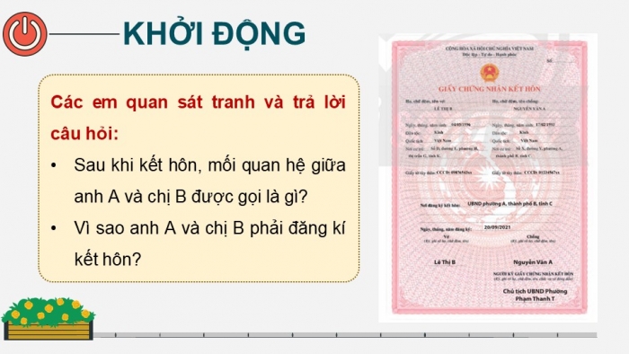 Giáo án điện tử chuyên đề Kinh tế pháp luật 10 chân trời Bài 2: Hôn nhân