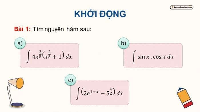 Giáo án PPT dạy thêm Toán 12 cánh diều Bài 2: Nguyên hàm của một số hàm số sơ cấp