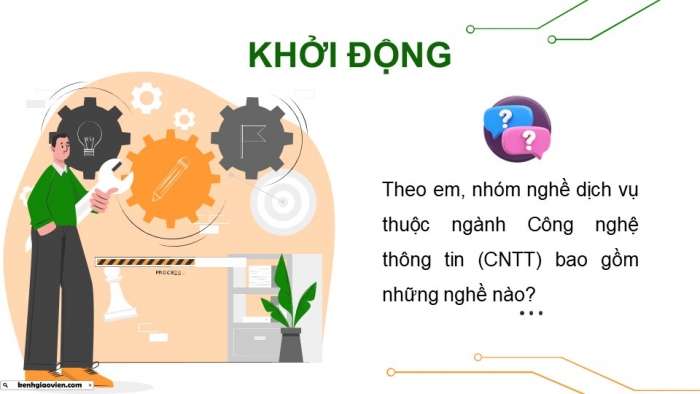 Giáo án điện tử Tin học ứng dụng 12 chân trời Bài G1: Nhóm nghề dịch vụ thuộc ngành Công nghệ thông tin