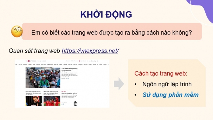 Giáo án điện tử Tin học ứng dụng 12 cánh diều Bài 1: Giới thiệu phần mềm tạo website