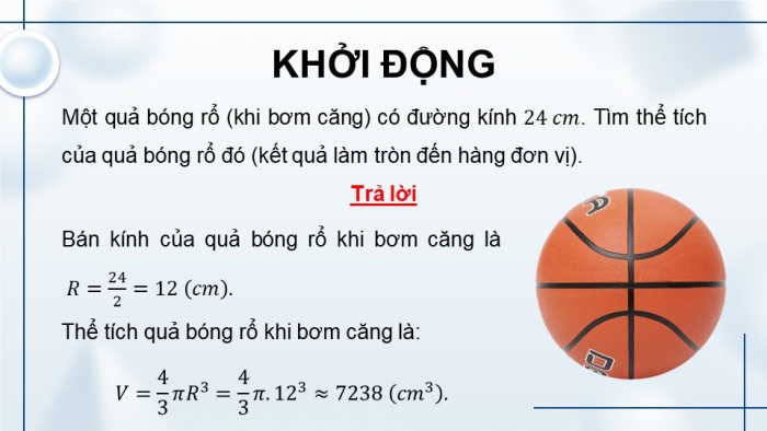 Giáo án PPT dạy thêm Toán 9 Chân trời bài 3: Hình cầu