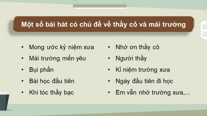 Giáo án điện tử Âm nhạc 9 cánh diều Bài 15 Tiết 1: Hát bài Tạm biệt mái trường, Trải nghiệm và khám phá Hát theo cách riêng của mình