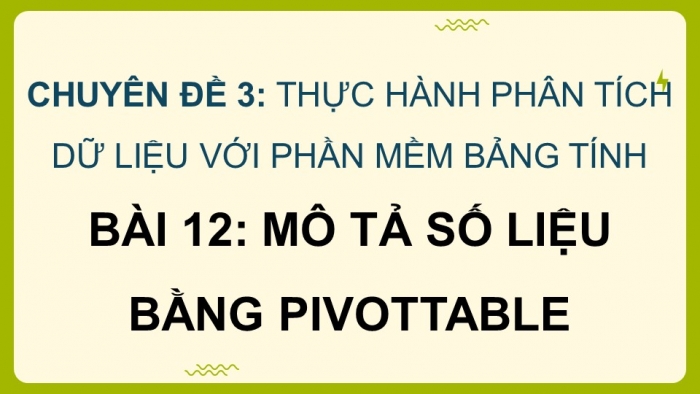 Giáo án điện tử chuyên đề Tin học ứng dụng 12 kết nối Bài 12: Mô tả số liệu bằng PivotTable