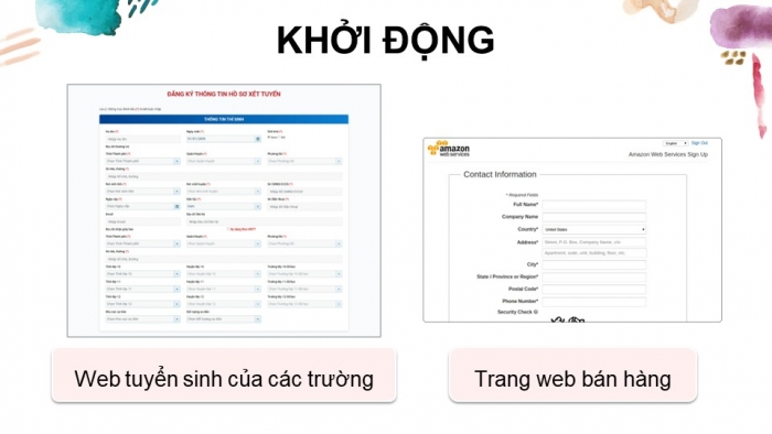 Giáo án điện tử Tin học ứng dụng 12 cánh diều Bài 6: Tạo biểu mẫu cho trang web và xuất bản website