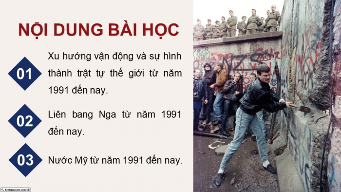 Giáo án điện tử Lịch sử 9 kết nối Bài 19: Trật tự thế giới mới từ năm 1991 đến nay. Liên bang Nga và nước Mỹ từ năm 1991 đến nay (P2)