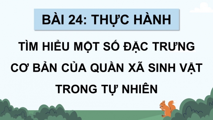 Giáo án điện tử Sinh học 12 chân trời Bài 24: Thực hành Tìm hiểu một số đặc trưng cơ bản của quần xã sinh vật trong tự nhiên