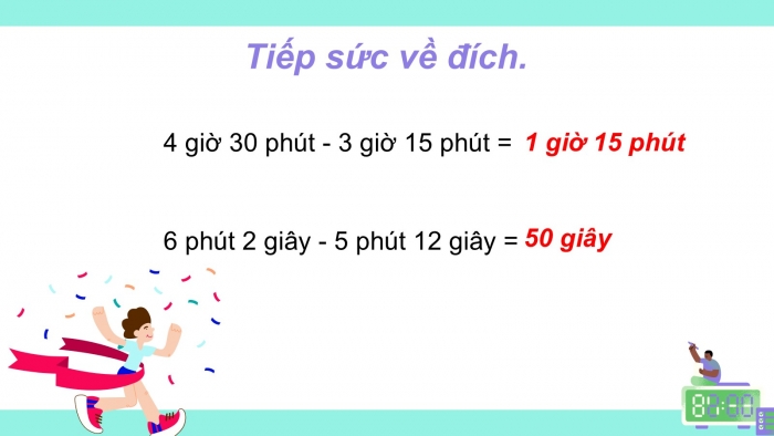 Giáo án PPT dạy thêm Toán 5 Chân trời bài 79: Trừ số đo thời gian