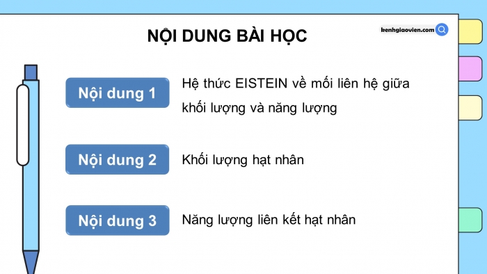 Giáo án điện tử Vật lí 12 chân trời Bài 15: Năng lượng liên kết hạt nhân