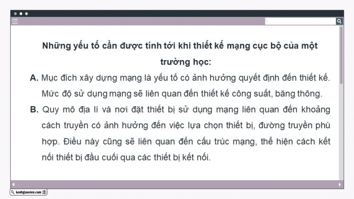 Giáo án điện tử Khoa học máy tính 12 kết nối Bài 24: Sơ bộ về thiết kế mạng