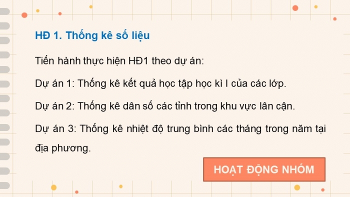 Giáo án điện tử Toán 9 chân trời Hoạt động thực hành và trải nghiệm 4: Chuyển dữ liệu từ bảng vào biểu đồ trên phần mềm Microsoft Word