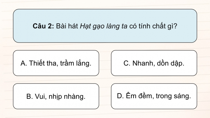 Giáo án điện tử Âm nhạc 5 cánh diều Tiết 30: Ôn tập nhạc cụ, Vận dụng