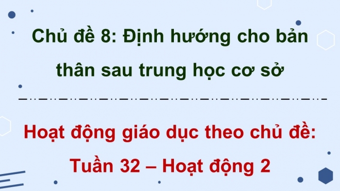 Giáo án điện tử Hoạt động trải nghiệm 9 chân trời bản 2 Chủ đề 8 Tuần 32