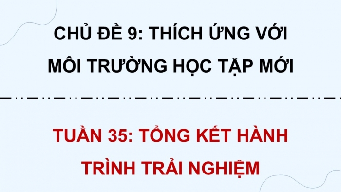 Giáo án điện tử Hoạt động trải nghiệm 5 cánh diều Chủ đề 9: Thích ứng với môi trường học tập mới - Tuần 35