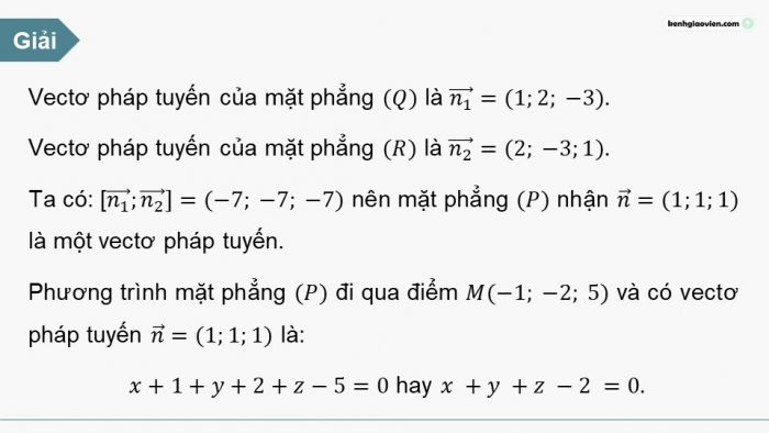 Giáo án PPT dạy thêm Toán 12 chân trời Bài 1: Phương trình mặt phẳng (P2)