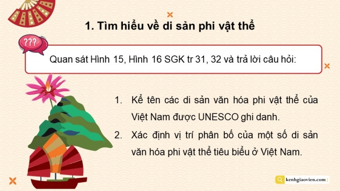 Giáo án điện tử chuyên đề Lịch sử 10 kết nối CĐ 2 P3: Một số di sản văn hoá tiêu biểu ở Việt Nam