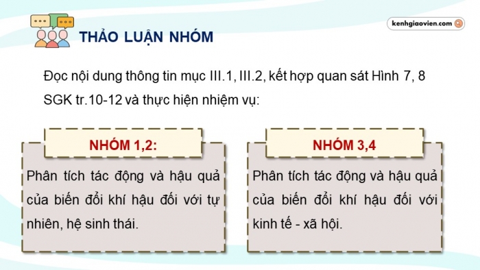 Giáo án điện tử chuyên đề Địa lí 10 kết nối CĐ 1 P3: Tác động và hậu quả của biến đổi khí hậu, P4 Ứng phó