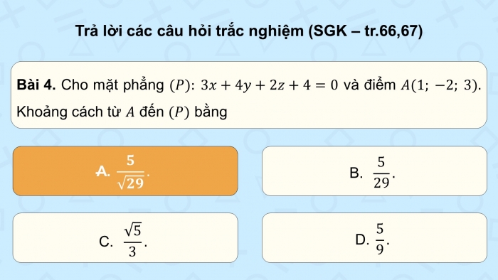 Giáo án điện tử Toán 12 chân trời Bài tập cuối chương V