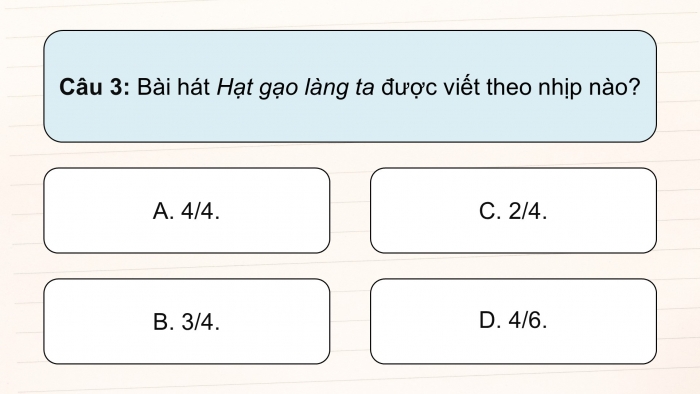 Giáo án điện tử Âm nhạc 5 cánh diều Tiết 30: Ôn tập nhạc cụ, Vận dụng