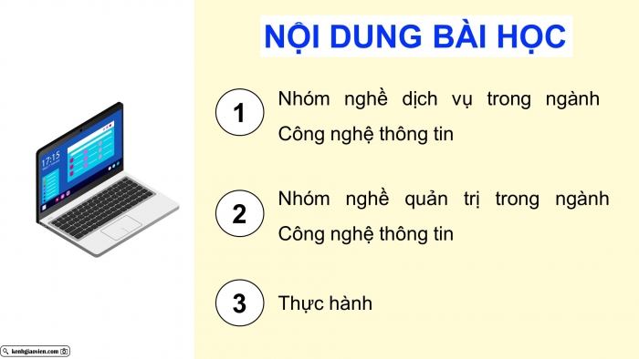 Giáo án điện tử Tin học ứng dụng 12 cánh diều Bài 1: Giới thiệu nhóm nghề Dịch vụ và Quản trị trong ngành Công nghệ thông tin