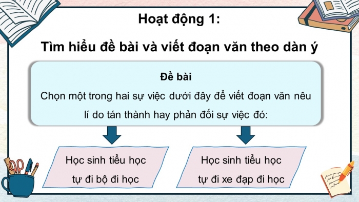 Giáo án điện tử Tiếng Việt 5 chân trời Bài 4: Viết đoạn văn nêu lí do tán thành hoặc phản đối một hiện tượng, sự việc (Bài viết số 1)