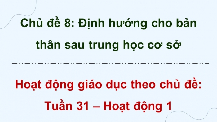 Giáo án điện tử Hoạt động trải nghiệm 9 chân trời bản 2 Chủ đề 8 Tuần 31