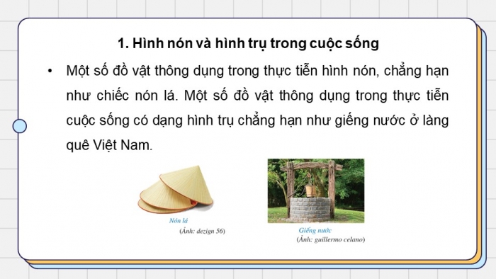 Giáo án điện tử Toán 9 cánh diều Hoạt động thực hành và trải nghiệm Chủ đề 3: Tạo đồ dùng dạng hình nón, hình trụ