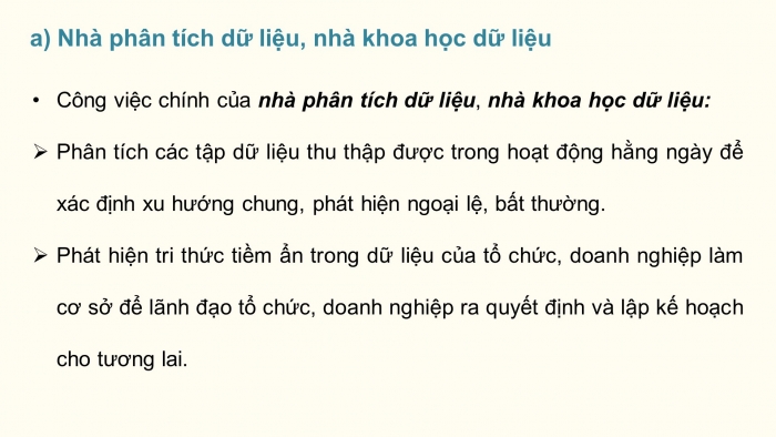 Giáo án điện tử Tin học ứng dụng 12 cánh diều Bài 2: Một số nghề khác trong ngành Công nghệ thông tin và một số nghề ứng dụng công nghệ thông tin (P2)