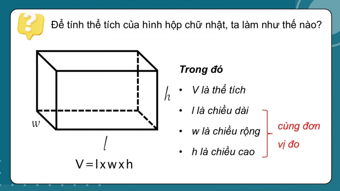 Giáo án PPT dạy thêm Toán 5 Cánh diều bài 65: Thể tích hình hộp chữ nhật, hình lập phương