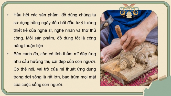 Giáo án điện tử Mĩ thuật 9 cánh diều Bài 15: Mĩ thuật ứng dụng trong đời sống