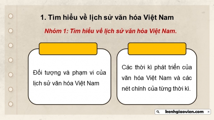 Giáo án điện tử chuyên đề Lịch sử 10 kết nối CĐ 1 P2: Một số lĩnh vực của lịch sử Việt Nam