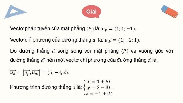 Giáo án PPT dạy thêm Toán 12 chân trời Bài 2: Phương trình đường thẳng trong không gian (P2)