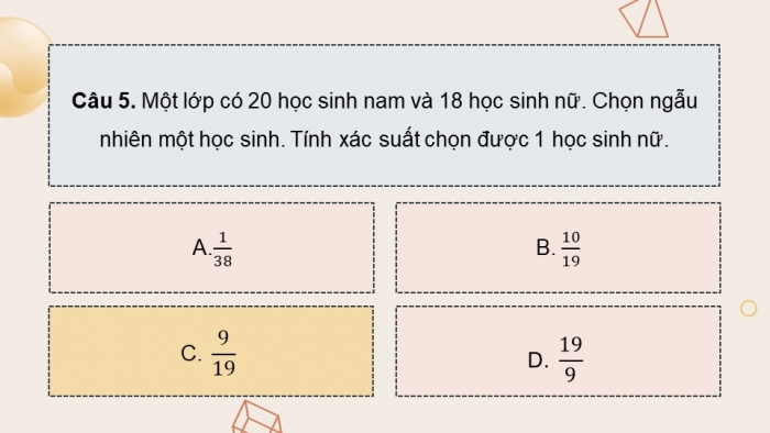 Giáo án PPT dạy thêm Toán 9 Chân trời bài tập cuối chương 8