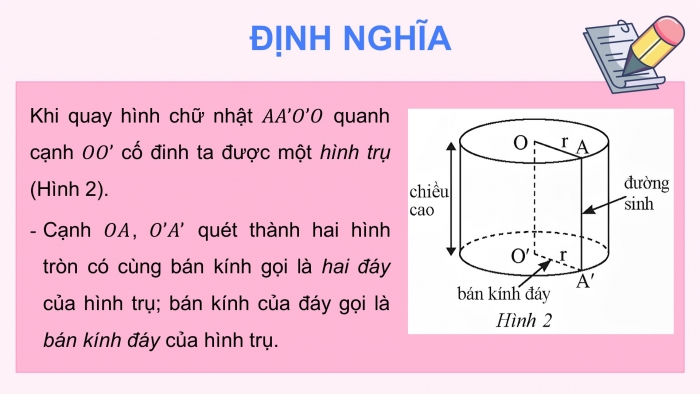 Giáo án điện tử Toán 9 chân trời Bài 1: Hình trụ