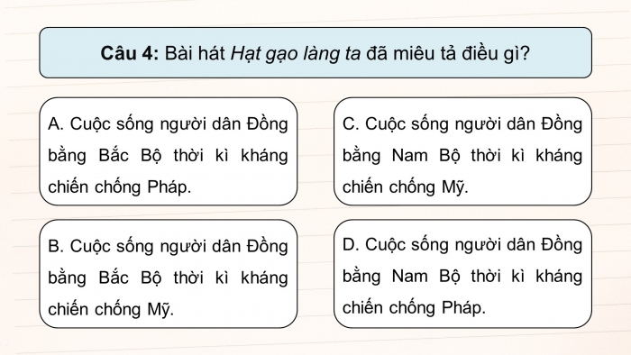 Giáo án điện tử Âm nhạc 5 cánh diều Tiết 30: Ôn tập nhạc cụ, Vận dụng