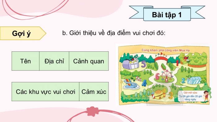 Giáo án điện tử Tiếng Việt 5 chân trời Bài 2: Giới thiệu một địa điểm vui chơi