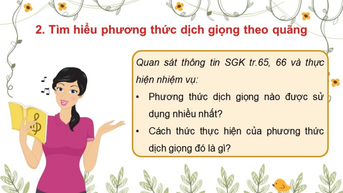 Giáo án điện tử Âm nhạc 9 chân trời Bài 21: Lí thuyết âm nhạc Sơ lược về dịch giọng