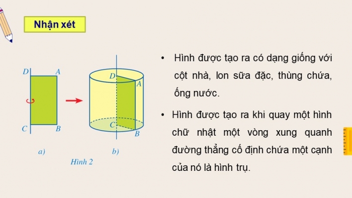 Giáo án điện tử Toán 9 cánh diều Bài 1: Hình trụ