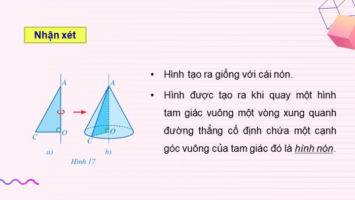 Giáo án điện tử Toán 9 cánh diều Bài 2: Hình nón