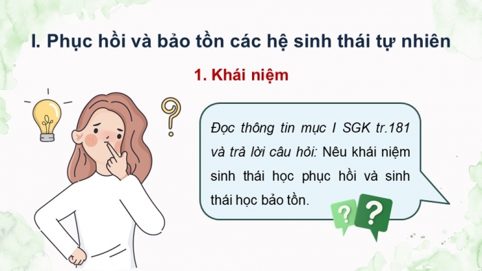 Giáo án điện tử Sinh học 12 chân trời Bài 27: Sinh thái học phục hồi và bảo tồn