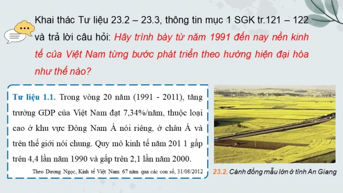 Giáo án điện tử Lịch sử 9 chân trời Bài 23: Công cuộc Đổi mới từ năm 1991 đến nay