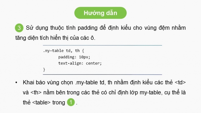 Giáo án điện tử Tin học ứng dụng 12 chân trời Bài F11: Định kiểu CSS cho bảng và phần tử div (P2)