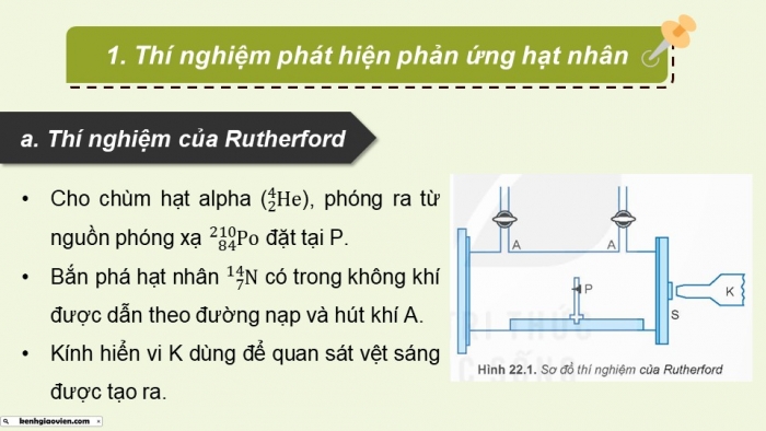 Giáo án điện tử Vật lí 12 kết nối Bài 22: Phản ứng hạt nhân và năng lượng liên kết