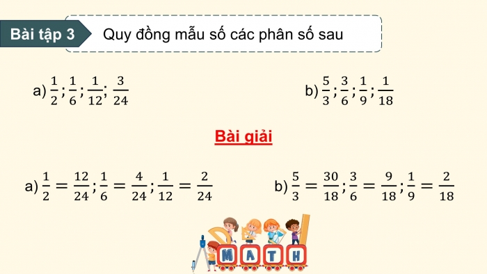 Giáo án PPT dạy thêm Toán 5 Chân trời bài 88: Ôn tập phân số