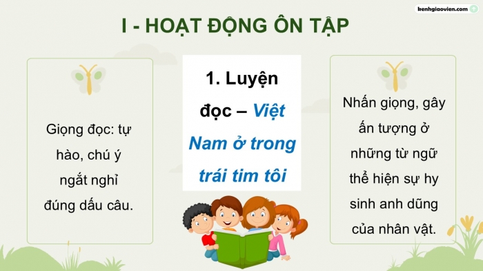 Giáo án PPT dạy thêm Tiếng Việt 5 cánh diều Bài 16: Việt Nam ở trong trái tim tôi, Luyện tập liên kết câu bằng cách lặp từ ngữ