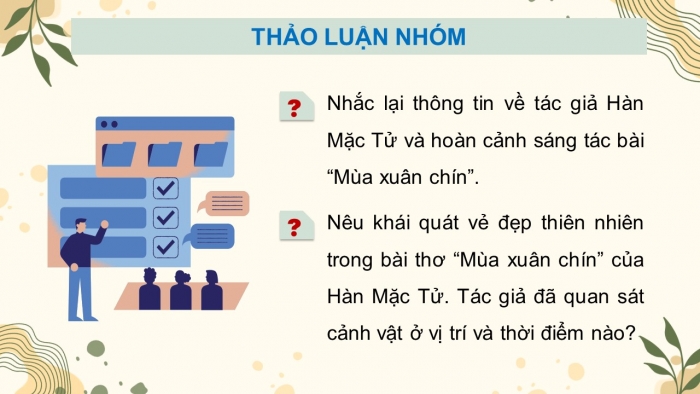 Giáo án PPT dạy thêm Ngữ văn 9 Chân trời bài 10: Mùa xuân chín (Hàn Mặc Tử)