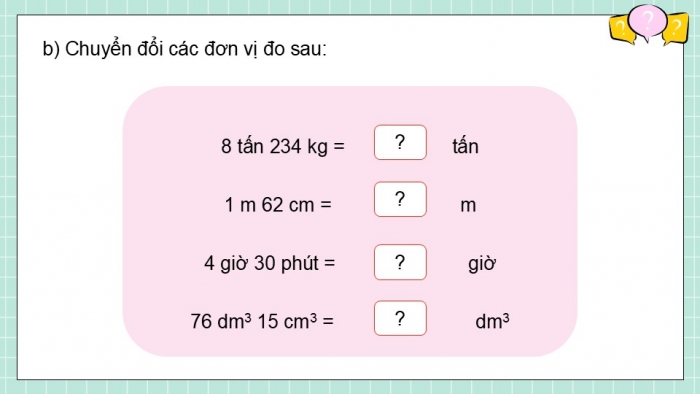 Giáo án điện tử Toán 5 cánh diều Bài 87: Ôn tập về đo lường