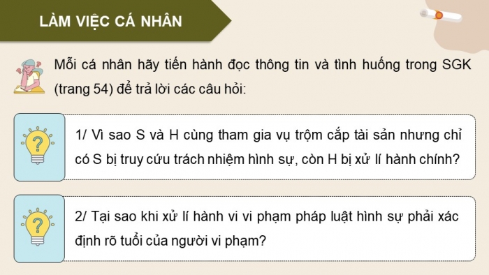 Giáo án điện tử chuyên đề Kinh tế pháp luật 10 kết nối Bài 7: Pháp luật hình sự liên quan đến người chưa thành niên