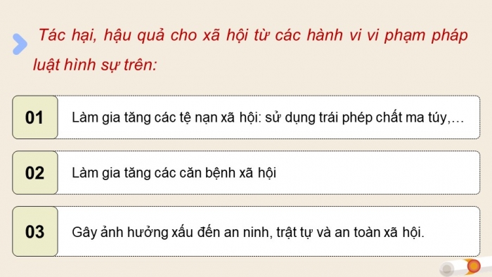 Giáo án điện tử chuyên đề Kinh tế pháp luật 10 chân trời Bài 7: Một số nội dung cơ bản của pháp luật hình sự liên quan đến người chưa thành niên phạm tội (P2)