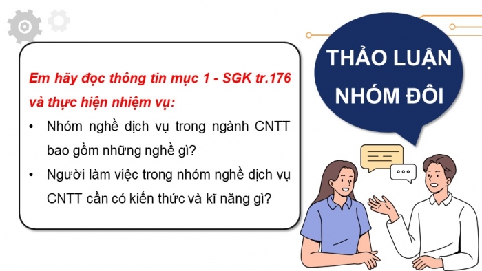 Giáo án điện tử Tin học ứng dụng 12 chân trời Bài G1: Nhóm nghề dịch vụ thuộc ngành Công nghệ thông tin